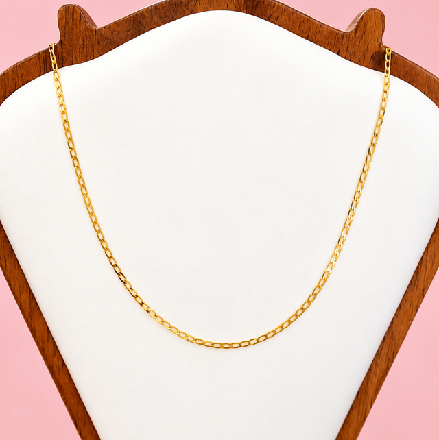 14ct Gold Flat Elongated Curb Link Chain 
