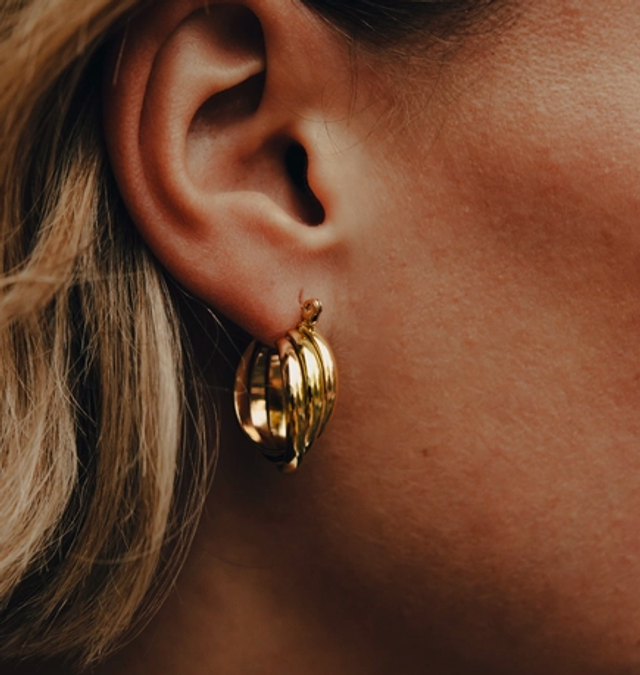 NM Gold Triple Entwine Hoop Earrings