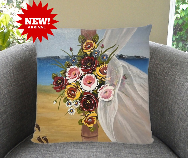 Faux Suede Canal Art Inspired Cushion + Pad