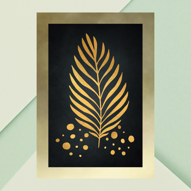 Impression Feuille Botanique Dorée - Décoration Murale Élégante / Gold Botanical Leaf Print - Elegant Wall Decor