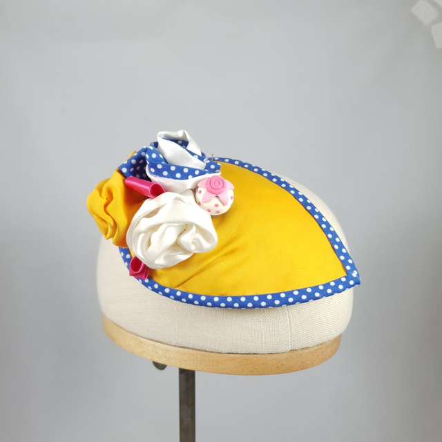 Fascinator pin up jaune et bleu