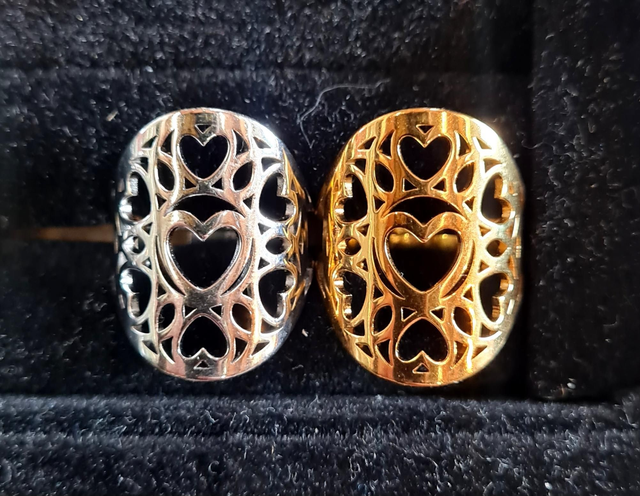 Bague "Divine" réglable en acier inoxydable or ou argent 