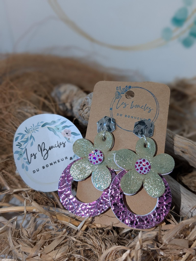 Boucles d'oreilles Baby Marguerite vert  bm019