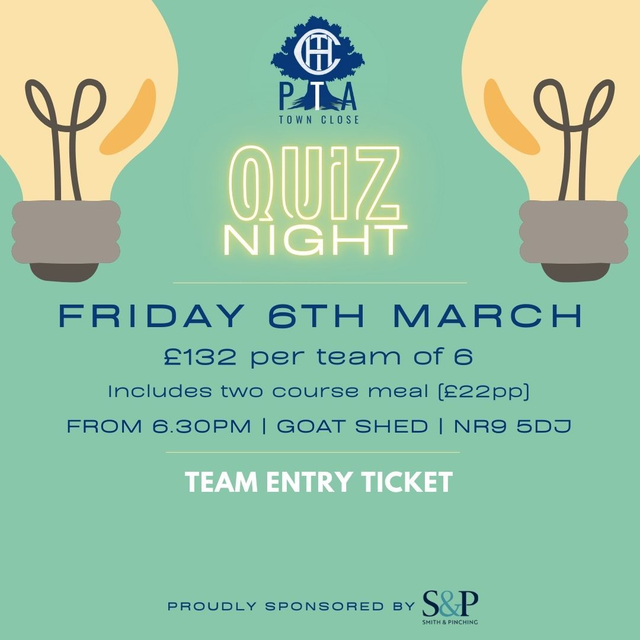Town Close PTA Quiz Night 2026 - Team Entry (up to 6)