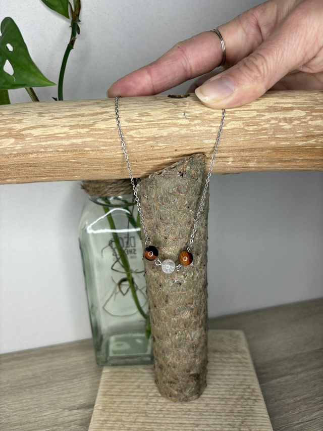 Collier oeil de taureau et quartz lodolite