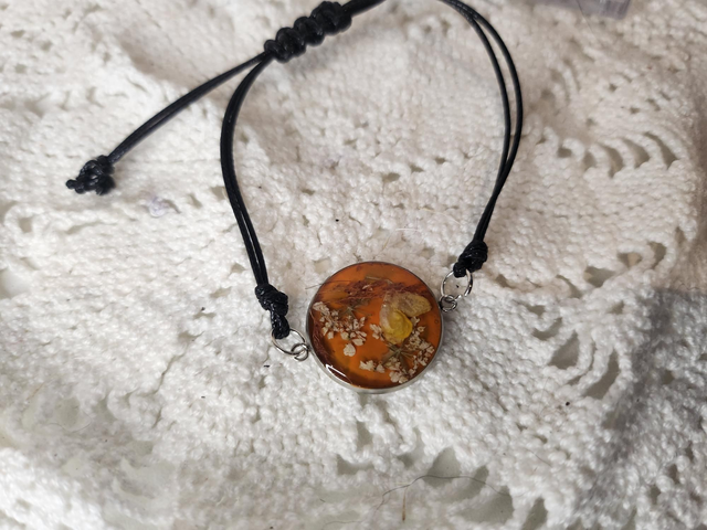 Bracelet fleurs séchées orange