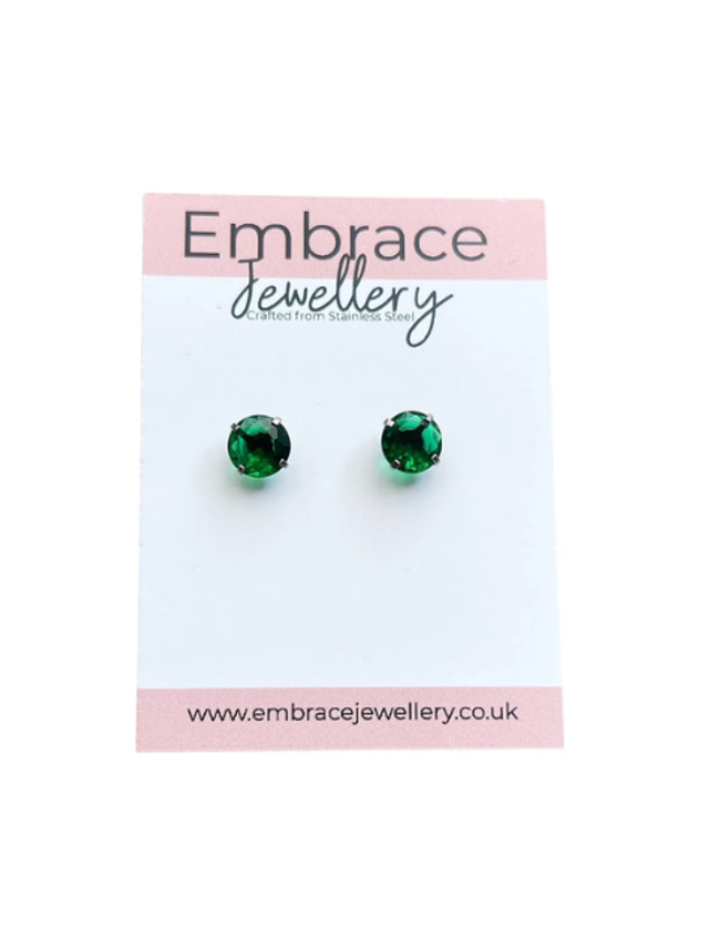 Emerald Green Comfort Back Studs