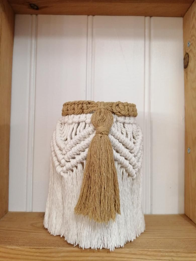 Lanterne verre et macramé 