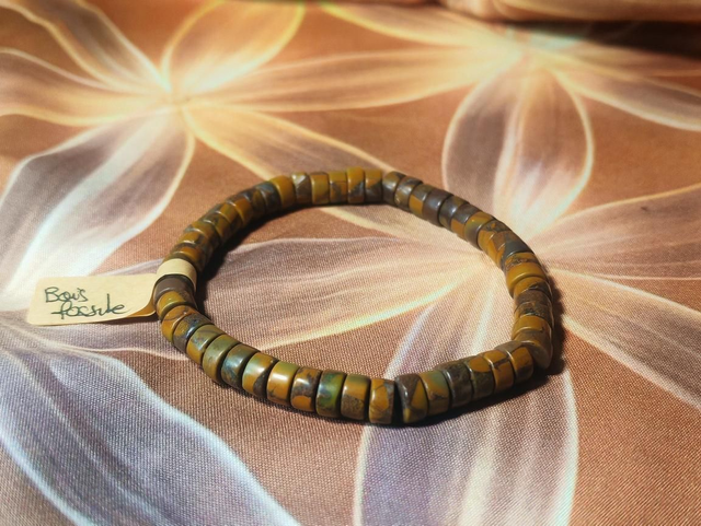 Bracelet bois fossile (perles heichi)