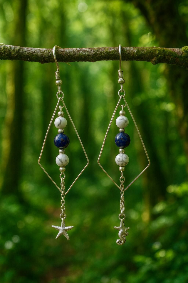 Boucles d'oreilles lapis-lazuli/Howlite - 