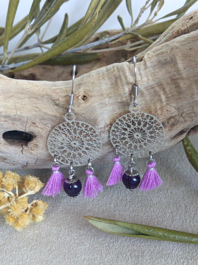 Boucles d'oreilles NOËLIA Améthyste: Elégance et Sérénité