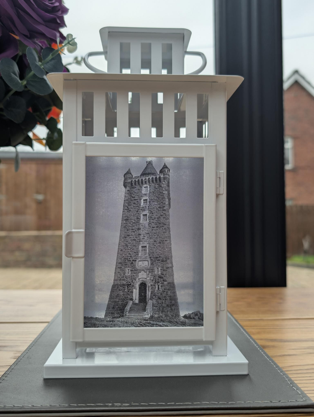 Scrabo Tower Lantern Black and White