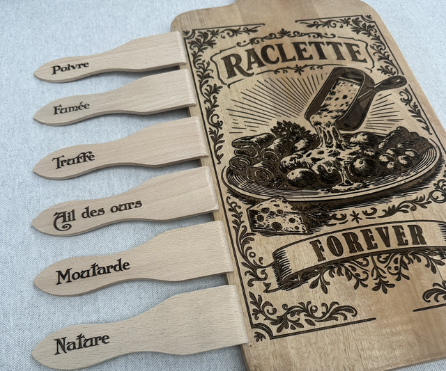 Kit raclette planche et ces 6 spatules