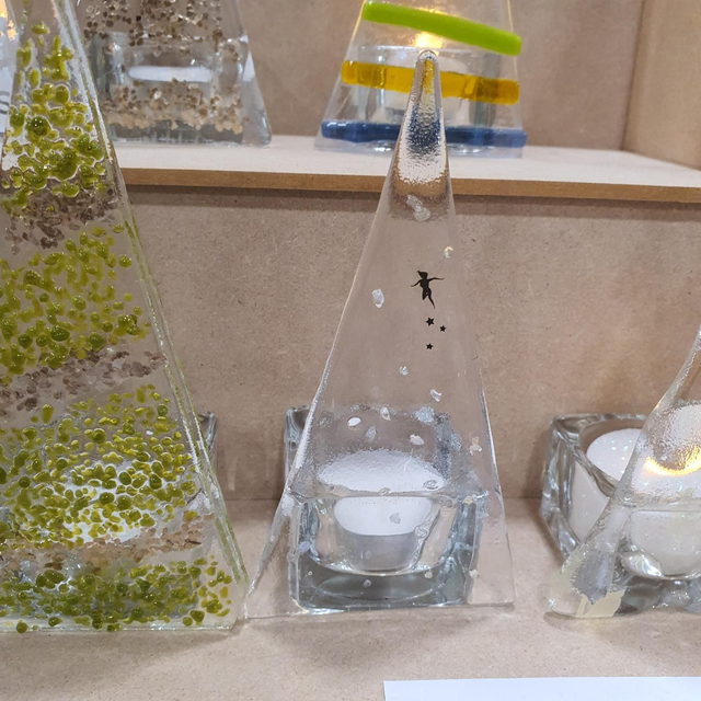 Large Fairy and sparkly Xmas tree tealight holder 