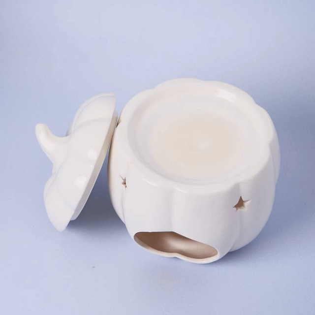 Large White Ceramic Pumpkin Wax Warmer 