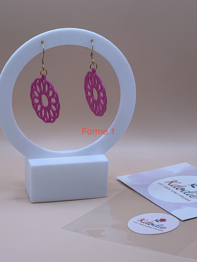 Boucles d'oreilles Géométrique - Style Mandala -  Attaches Crochet couleur dorée