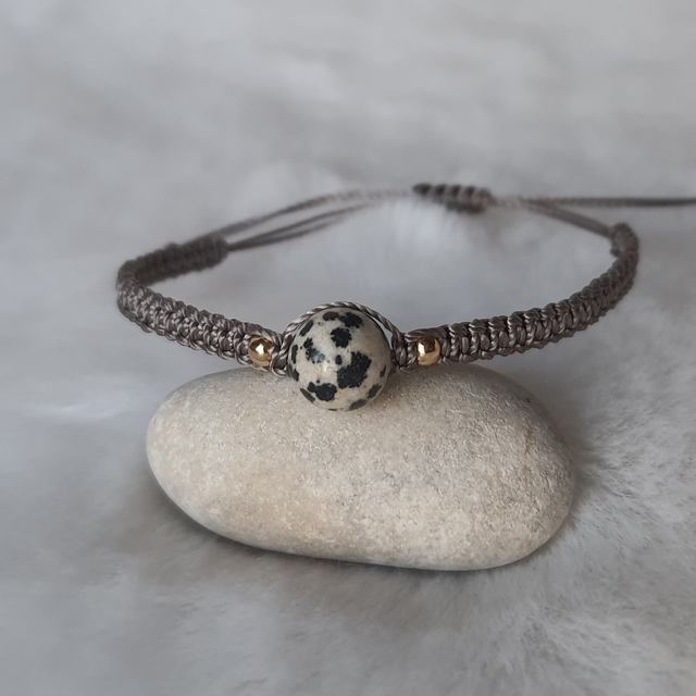 Bracelet femme 1 pierre "Jaspe Dalmatien"