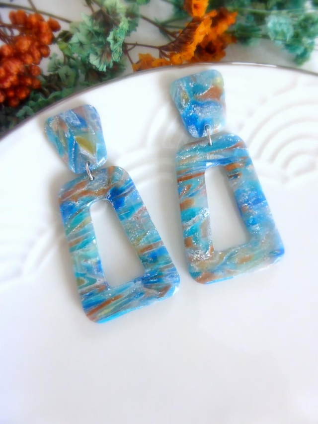 Boucles d'oreilles trapèzes - Reflets Marins