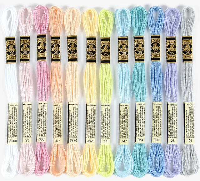 Pastel bundle of 12 DMC threads 