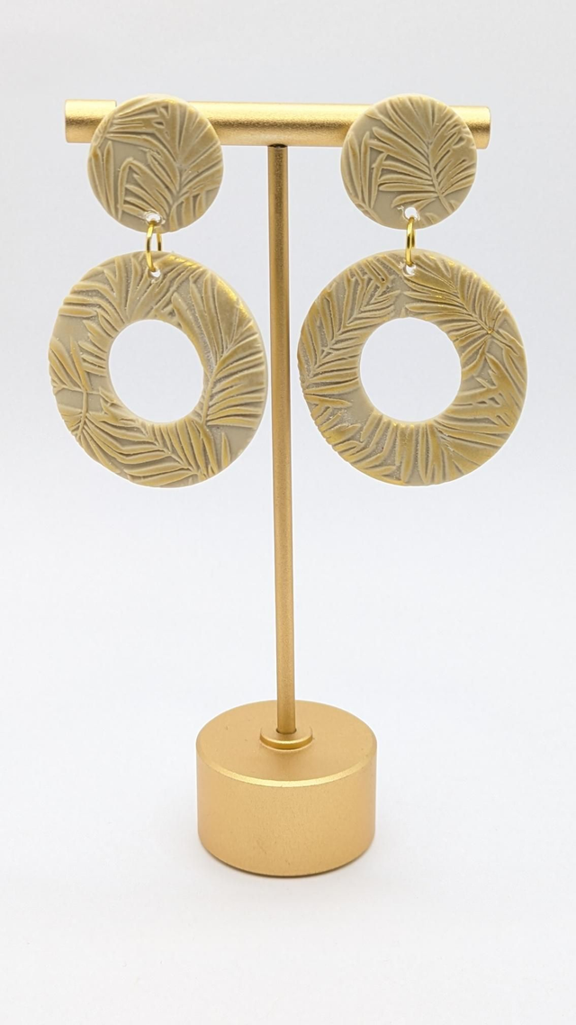 Boucles d'oreilles en pâte polymère - grandes ronde/doré