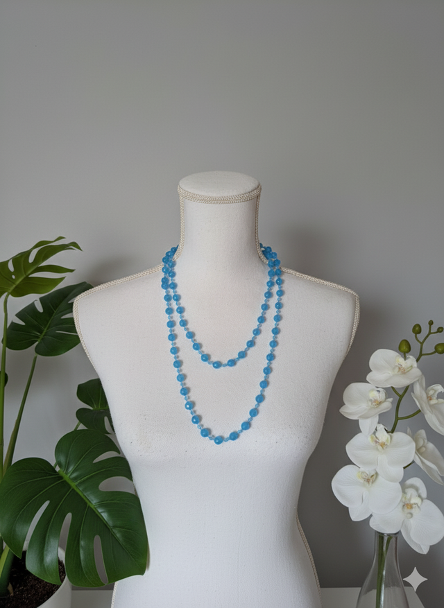 Collier perles bleu 