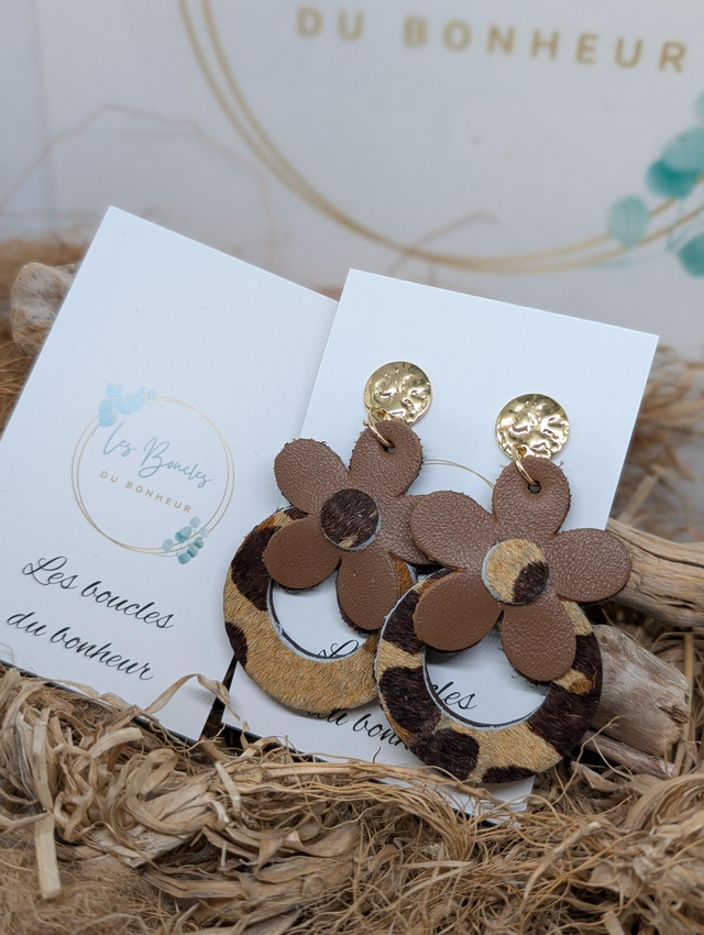 Boucles d'oreilles Baby Marguerite léopard mo441
