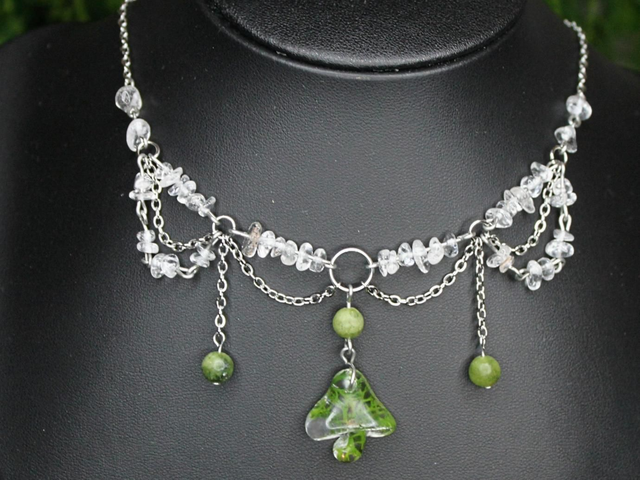 Collier "SHROOMY MOSS DREAM" silber [C0016]  
