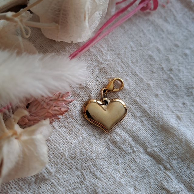 Charms coeur plein colorie dorée