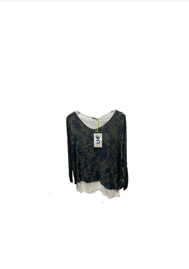 LMF - Green & Blue Paisley Effect Top with White Vest Top - 129