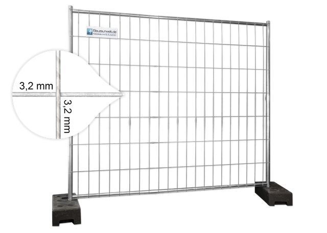Set 4x Bauzaun 2,2m Extra Stabil mit Bauzaunständer