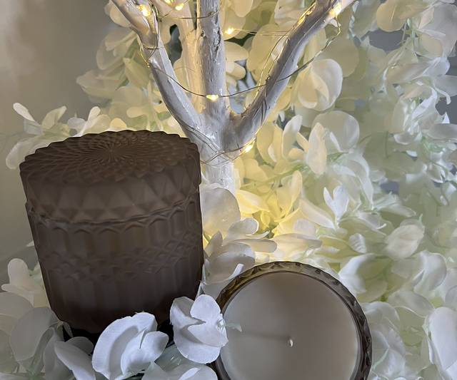 Frosted Grey Geo Jar