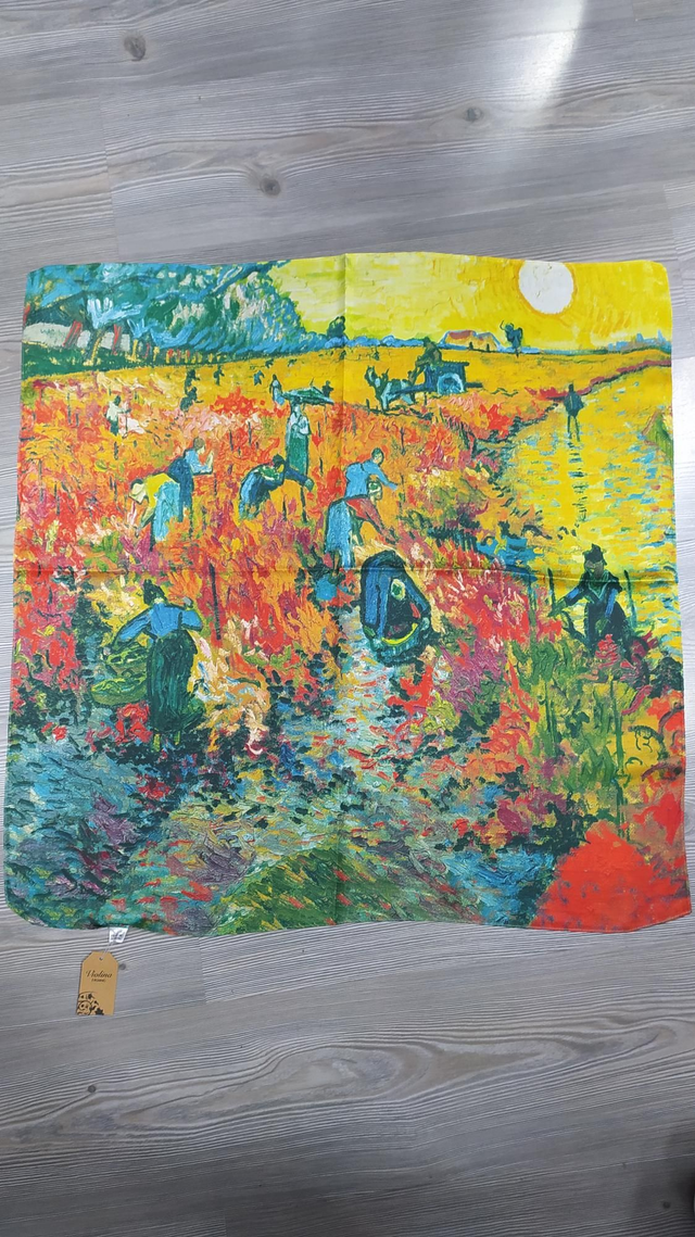 Foulard quadrato La Vigna Rossa di Vincent Van Gogh