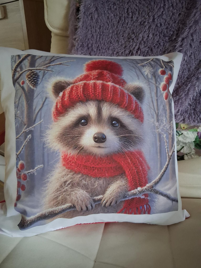 Red Raccoon 18" Cushion 