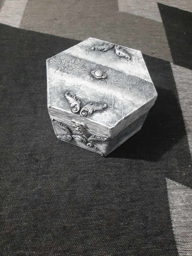 Boîte exagone gris-silver  décorative  de rangement   boîte à bijoux		