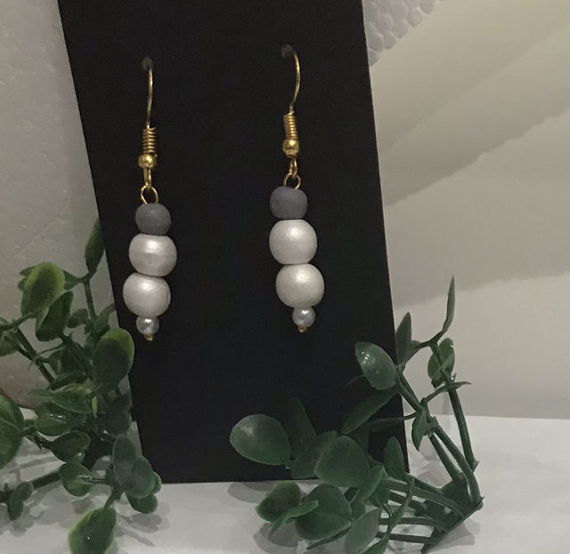 White Mixed Dangling Earrings- WMD760