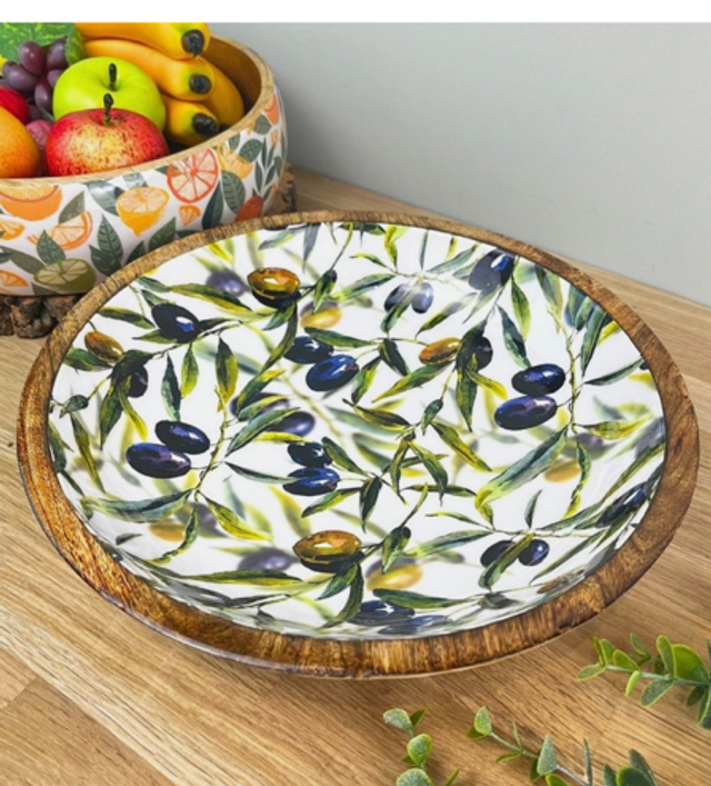 Mediterranean Olive Enamel Bowl