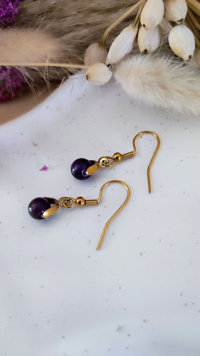 Boucles d'oreilles Boule Améthyste