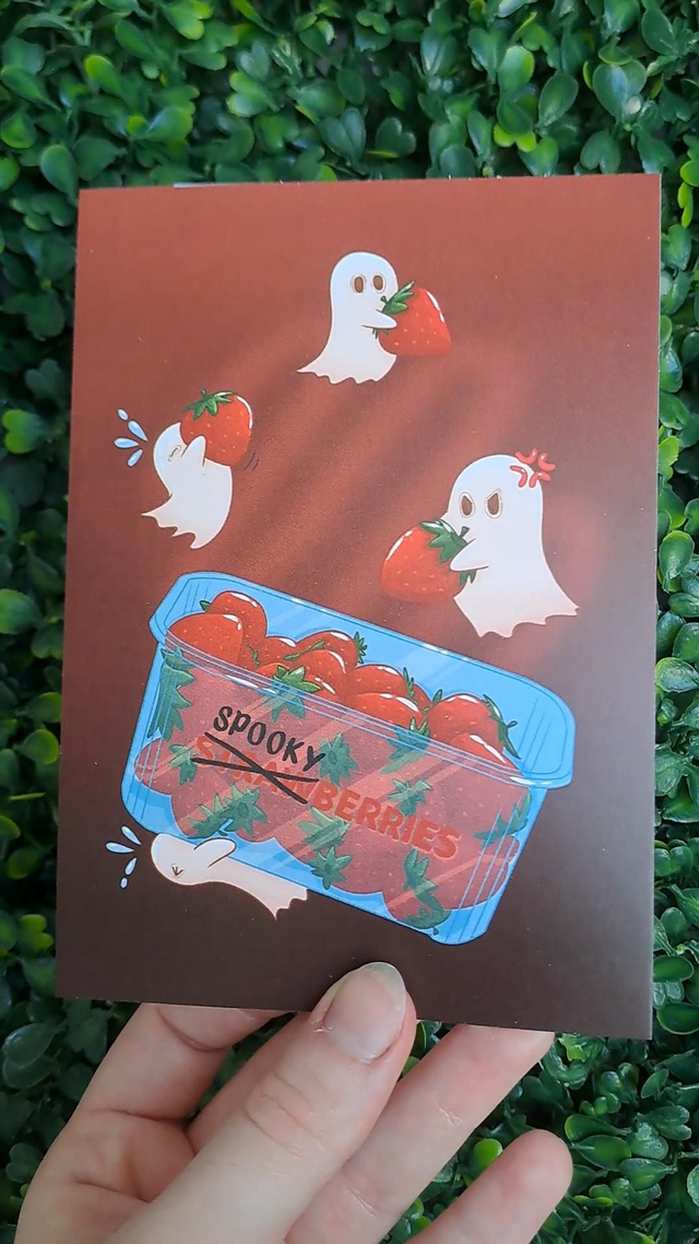 Postcard Ghostly Strawberries