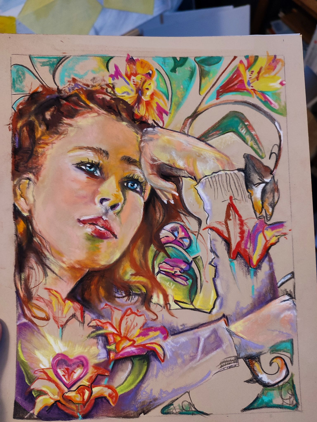 "Alstromeria" A4 sur papier d'art