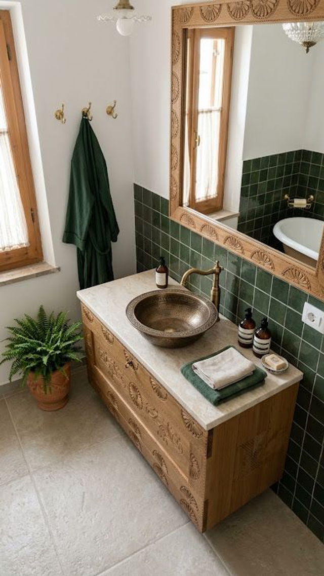 Pizzinna Legno e marmo – Sotto lavabo in Arte Sarda