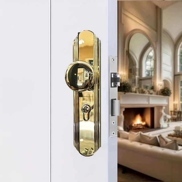 Elegant Golden-Tone Oval Door Knob Set