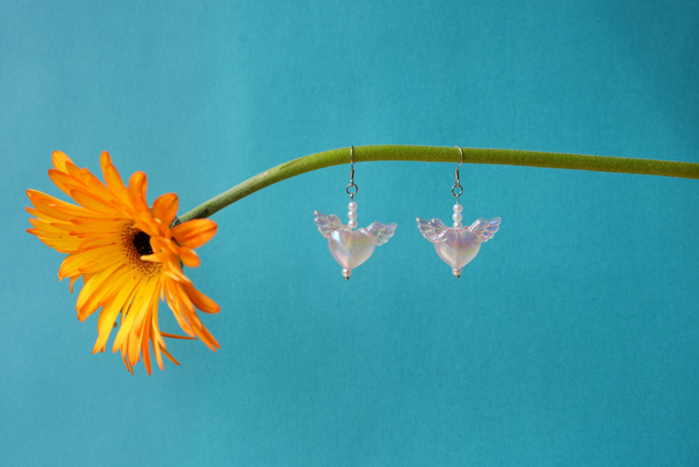 Pink Angel Heart Earrings 