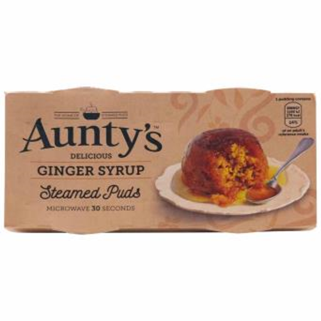 Aunty's  - Ginger syrup - twin pack steamed puddings 2 x 95g