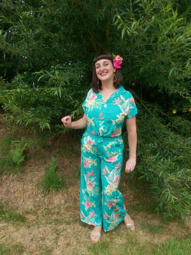 Pantalon tropical/tiki turquoise 