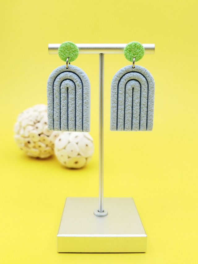 Boucles d'oreilles "Arkana" Bleu et Vert pastels