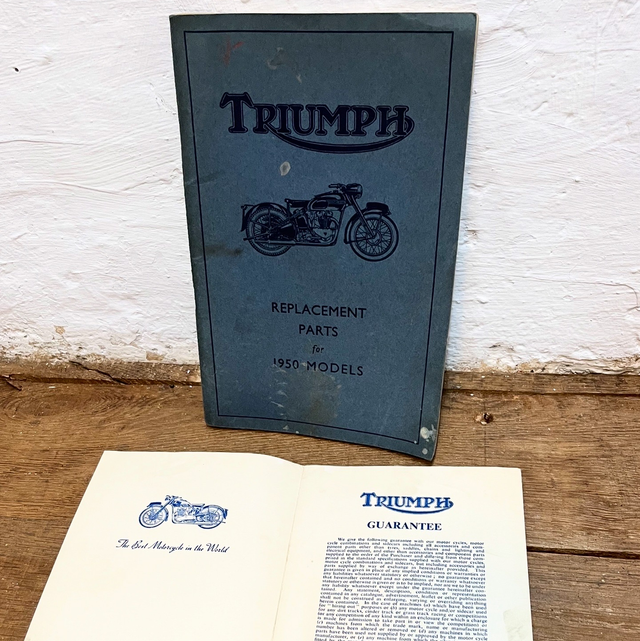 Original Triumph Illustrated Replacement Parts for Motor Cycles 1950 Models