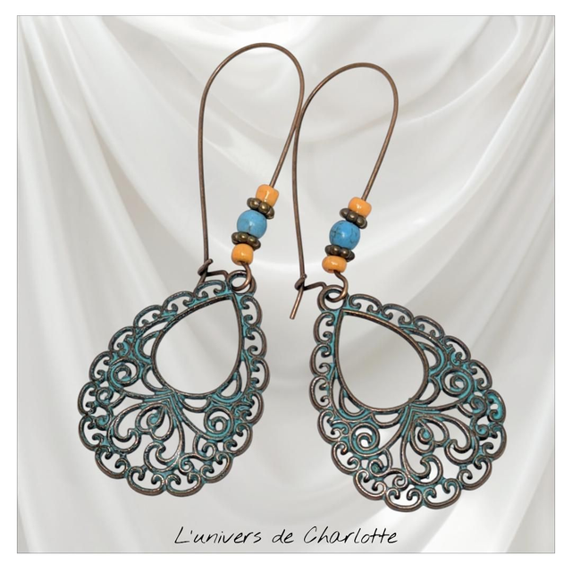 Boucles d'oreilles "Goutte dentelle" BO-122