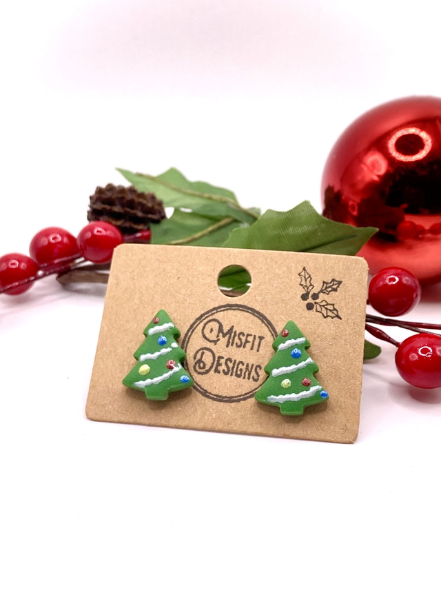 Christmas tree stud earrings