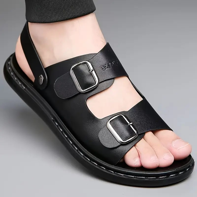 Men's Stylish Black Slip-On Sandals