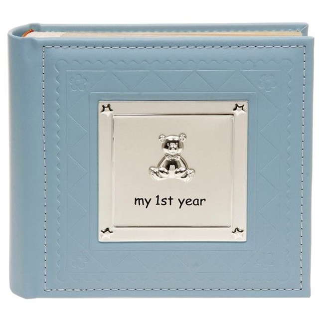 Baby Boy My First Year Photo Album – Blue Teddy Bear New Baby Keepsake Gift